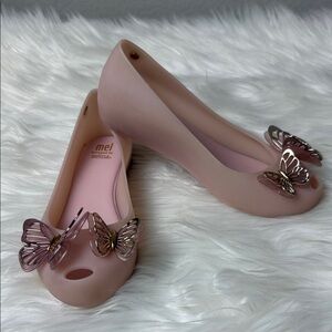 Mel by Melissa Blush Pink Jelly Flats with Butterfly Accents